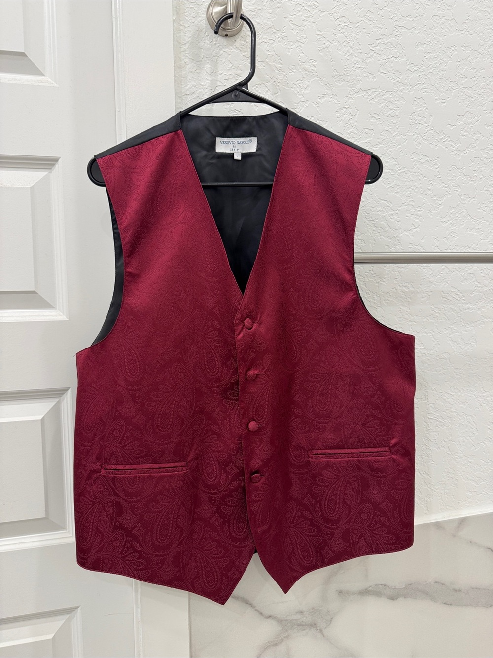 Vittorio Men's Deep Burgundy Paisley Dress Vest